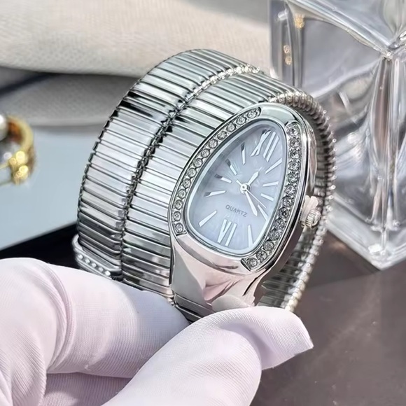 Serpenti Snake Wrap Elegant Silver Women\